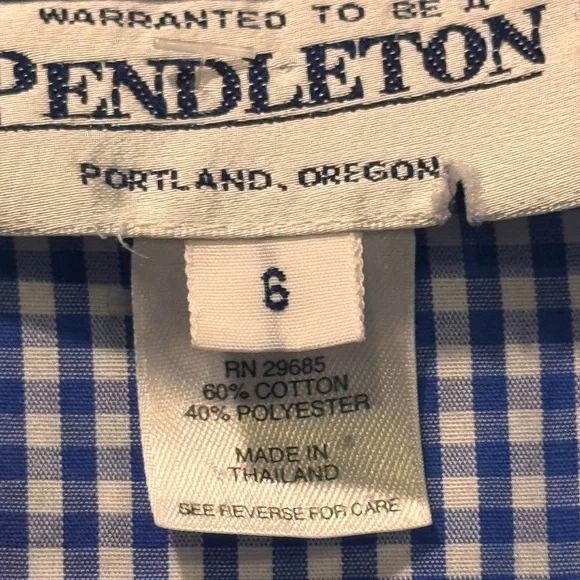Vintage Pendleton Women's Blue and White Gingham Blouse - Picture 2 of 5